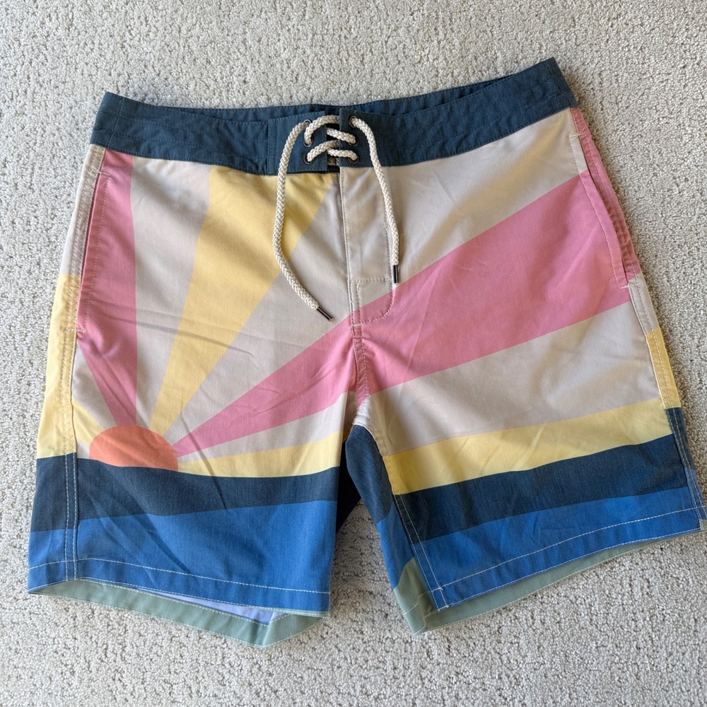Faherty Soleil Board Shorts Mens 32 Multi-Color Sunrise Fall Sunset MSS2309-FAS